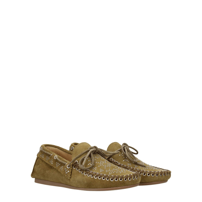 Isabel Marant Green Leather Slip-On Loafers Isabel Marant