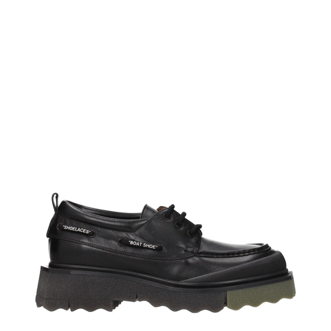 Off-White Black Leather Slip-On Loafers Off-White
