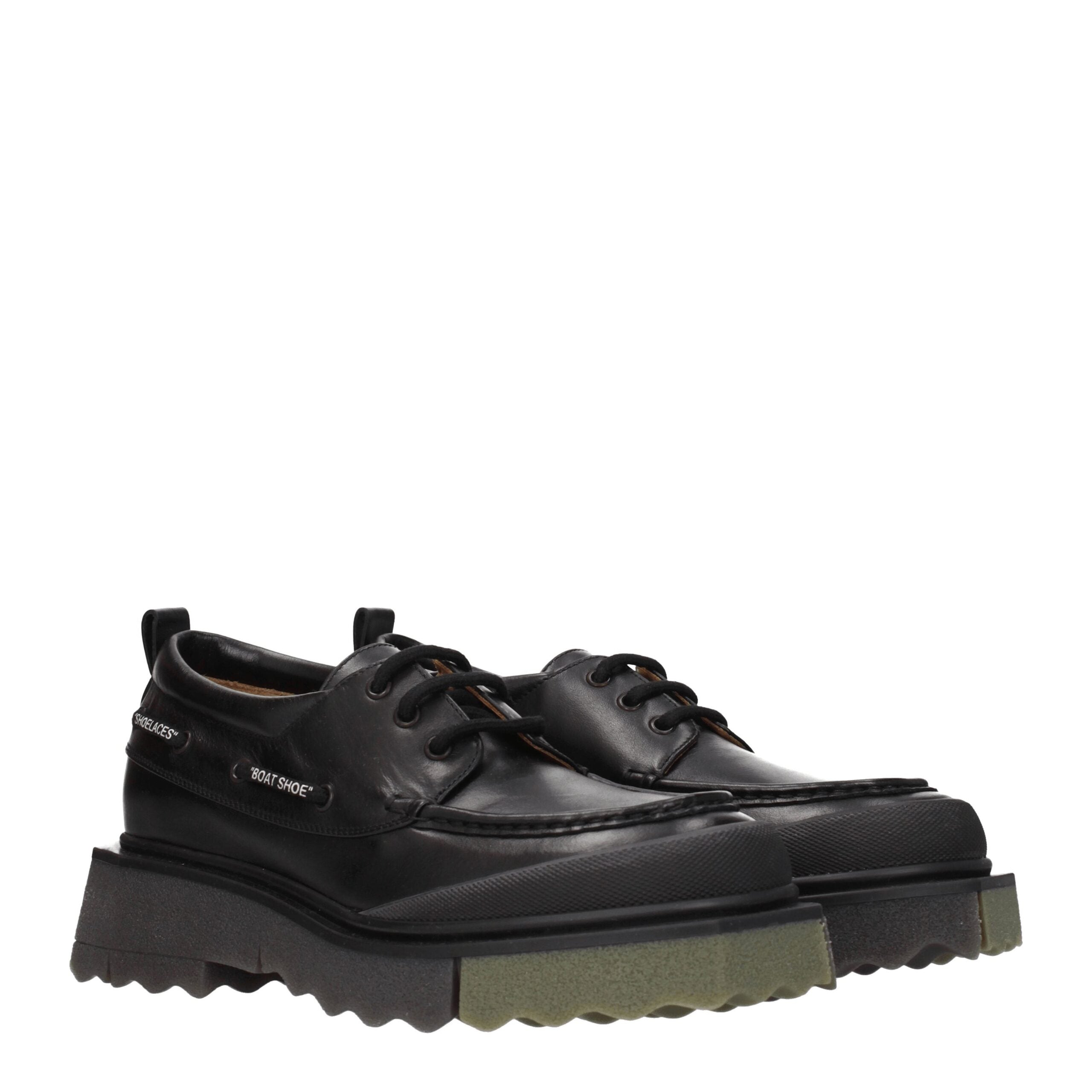 Off-White Black Leather Slip-On Loafers Off-White