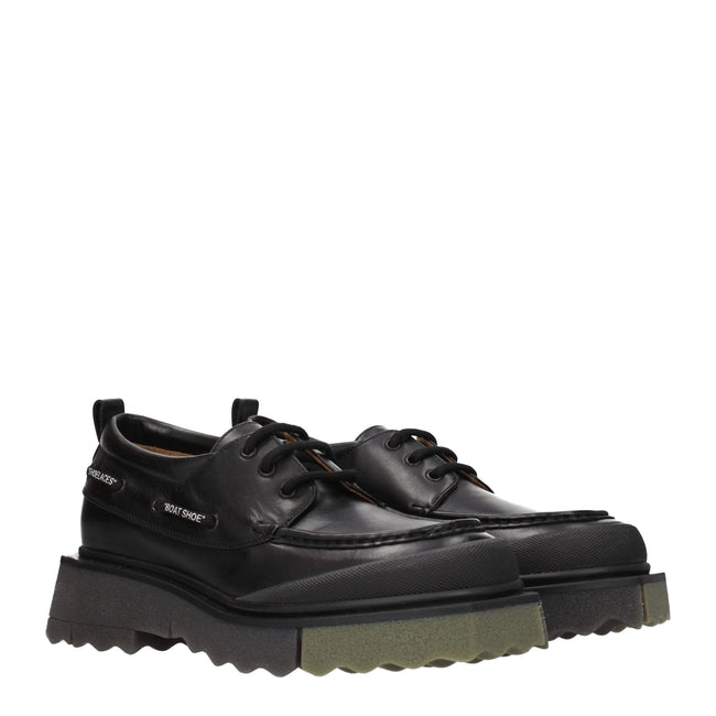 Off-White Black Leather Slip-On Loafers Off-White