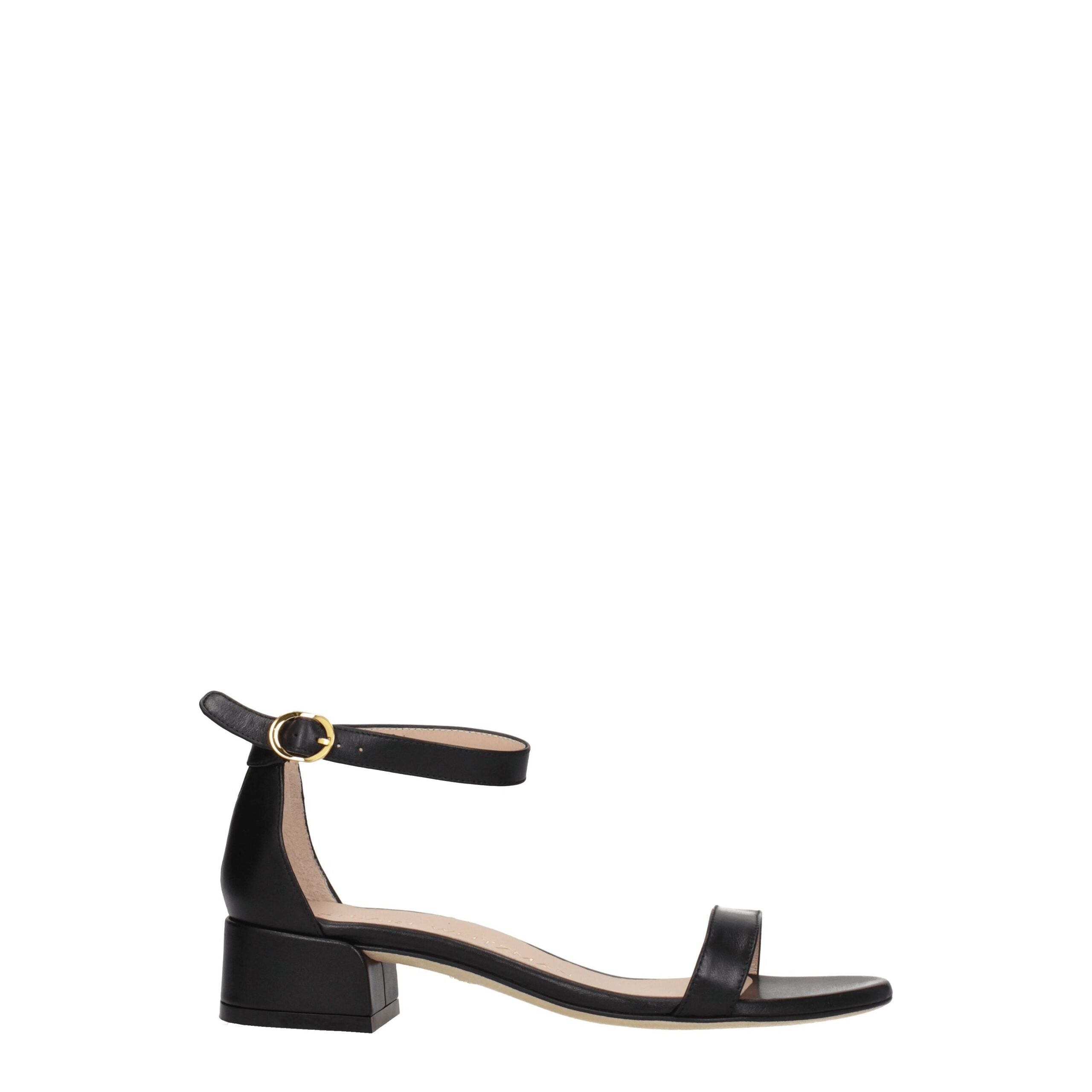 Stuart Weitzman Black Leather Flat Sandals Stuart Weitzman