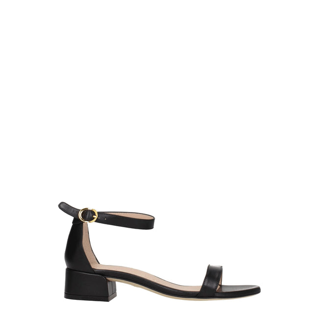 Stuart Weitzman Black Leather Flat Sandals Stuart Weitzman