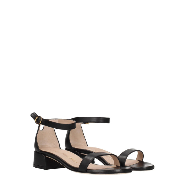 Stuart Weitzman Black Leather Flat Sandals Stuart Weitzman