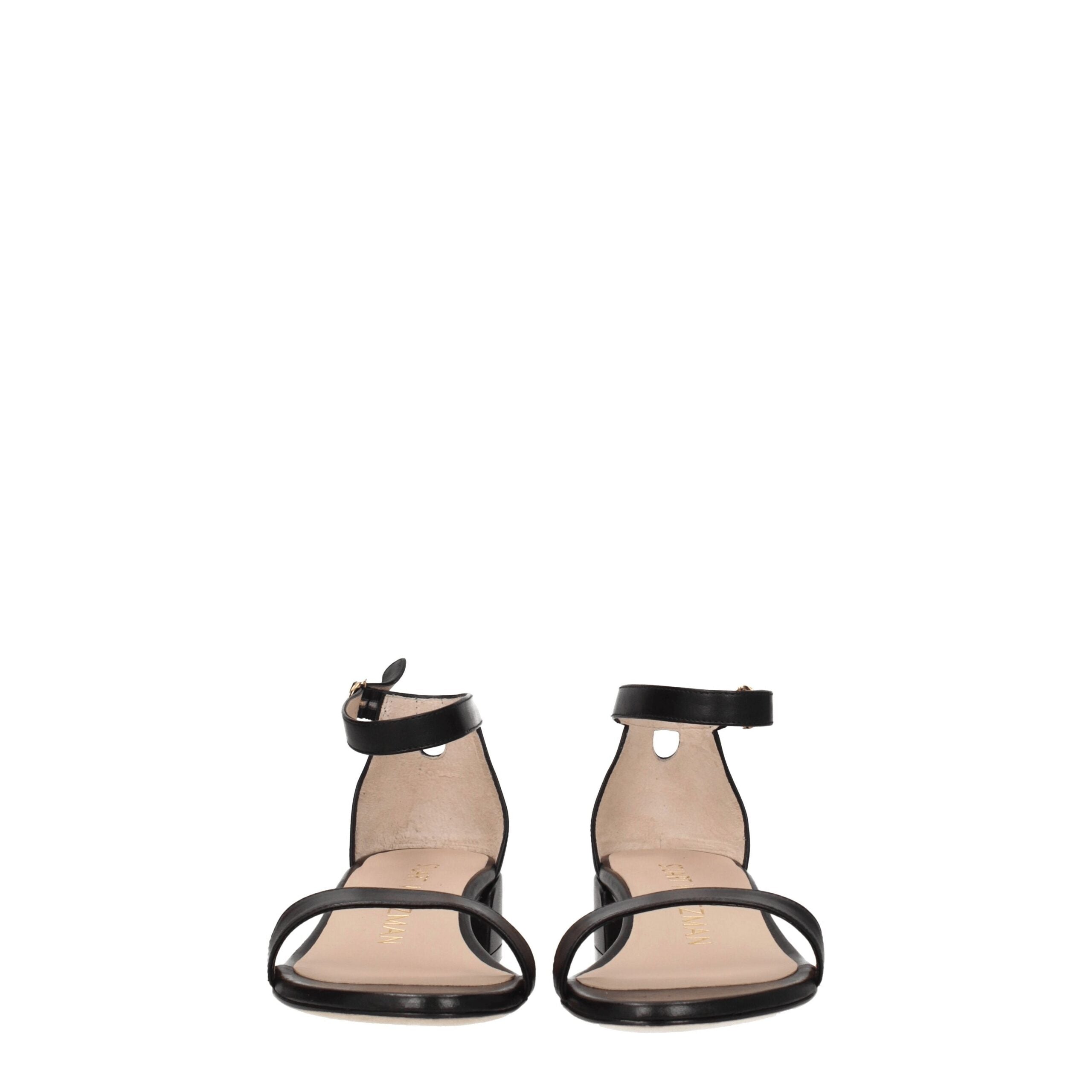 Stuart Weitzman Black Leather Flat Sandals Stuart Weitzman