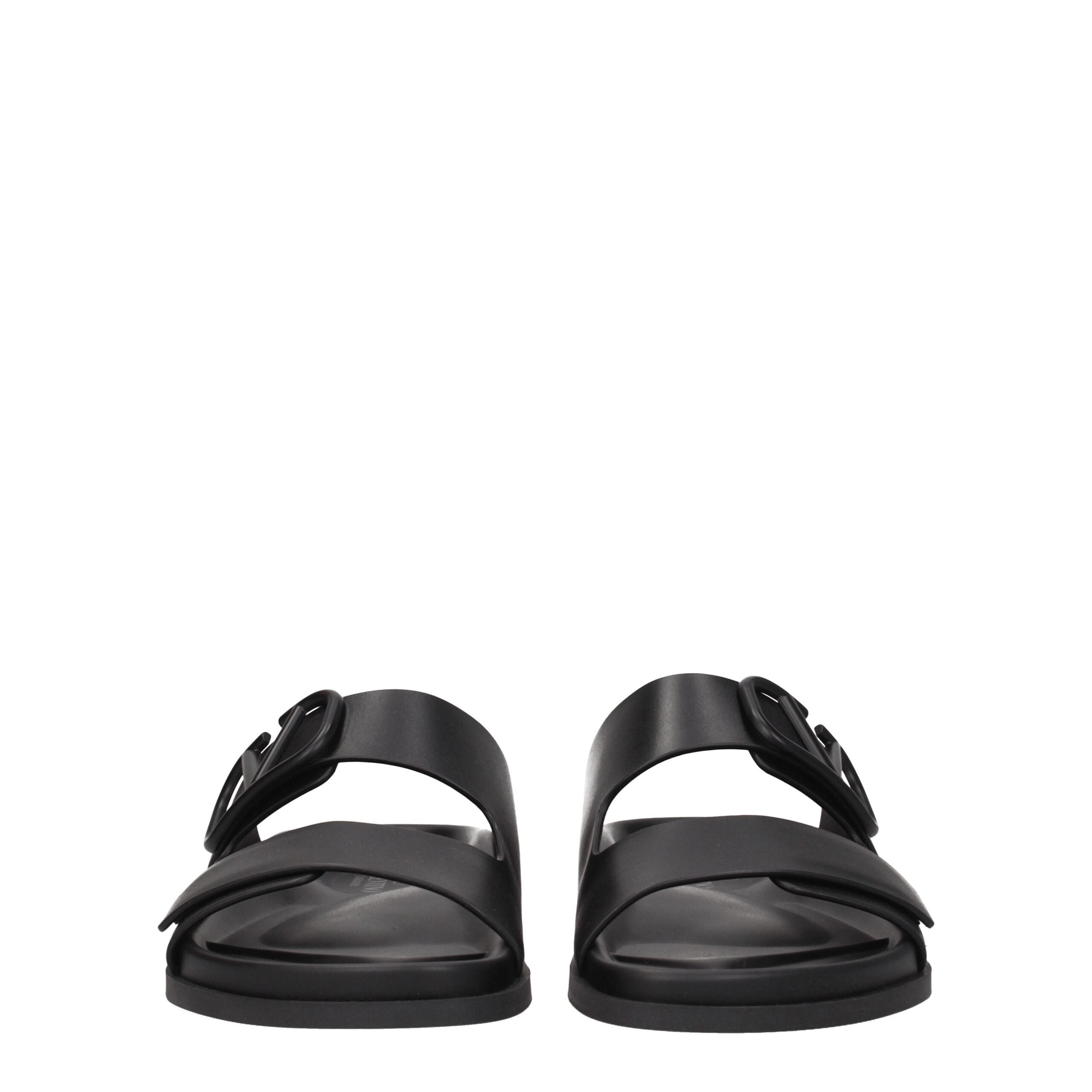 Valentino Garavani Black Leather Slippers Sandals Valentino Garavani
