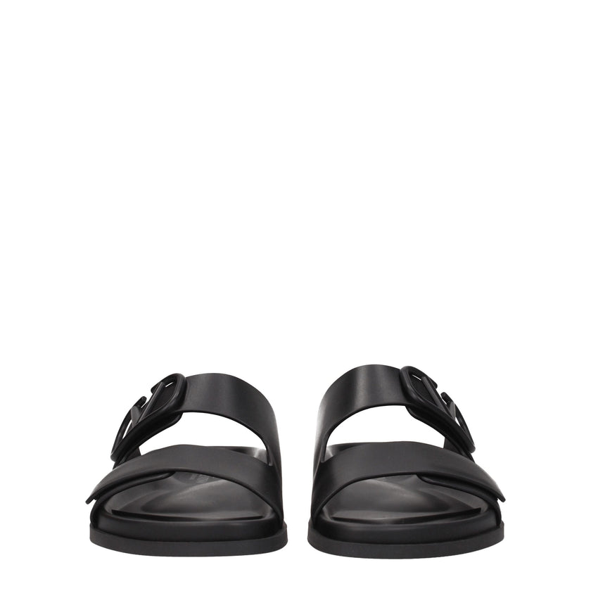 Valentino Garavani Black Leather Slippers