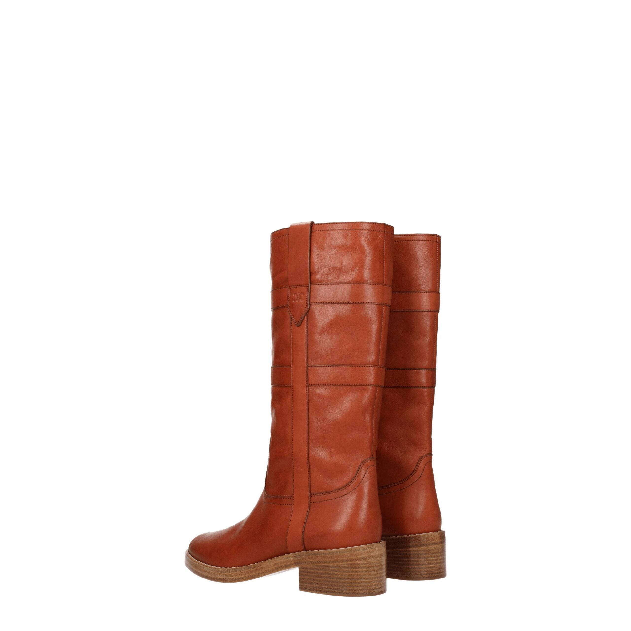Celine Brown Leather Boots Celine