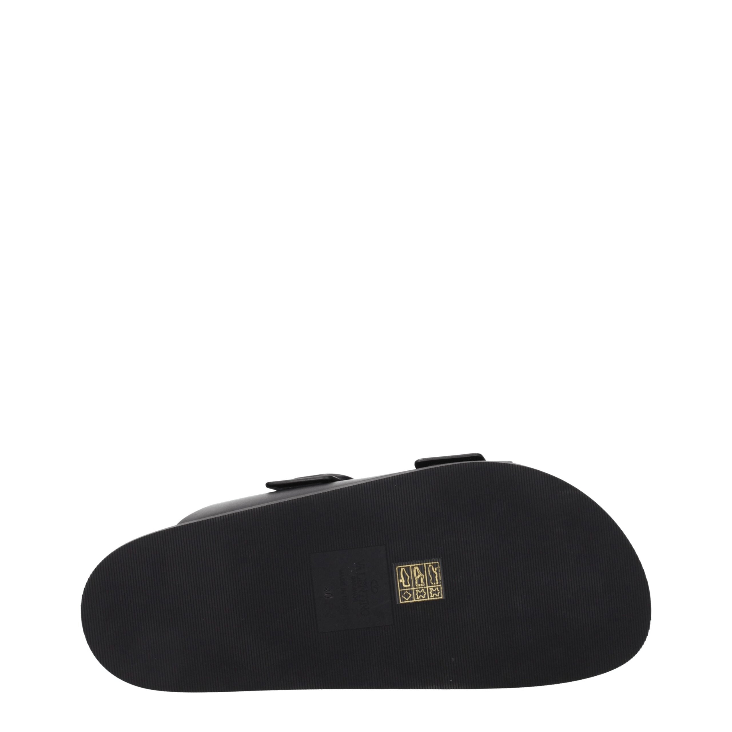 Valentino Garavani Black Leather Slippers Sandals Valentino Garavani