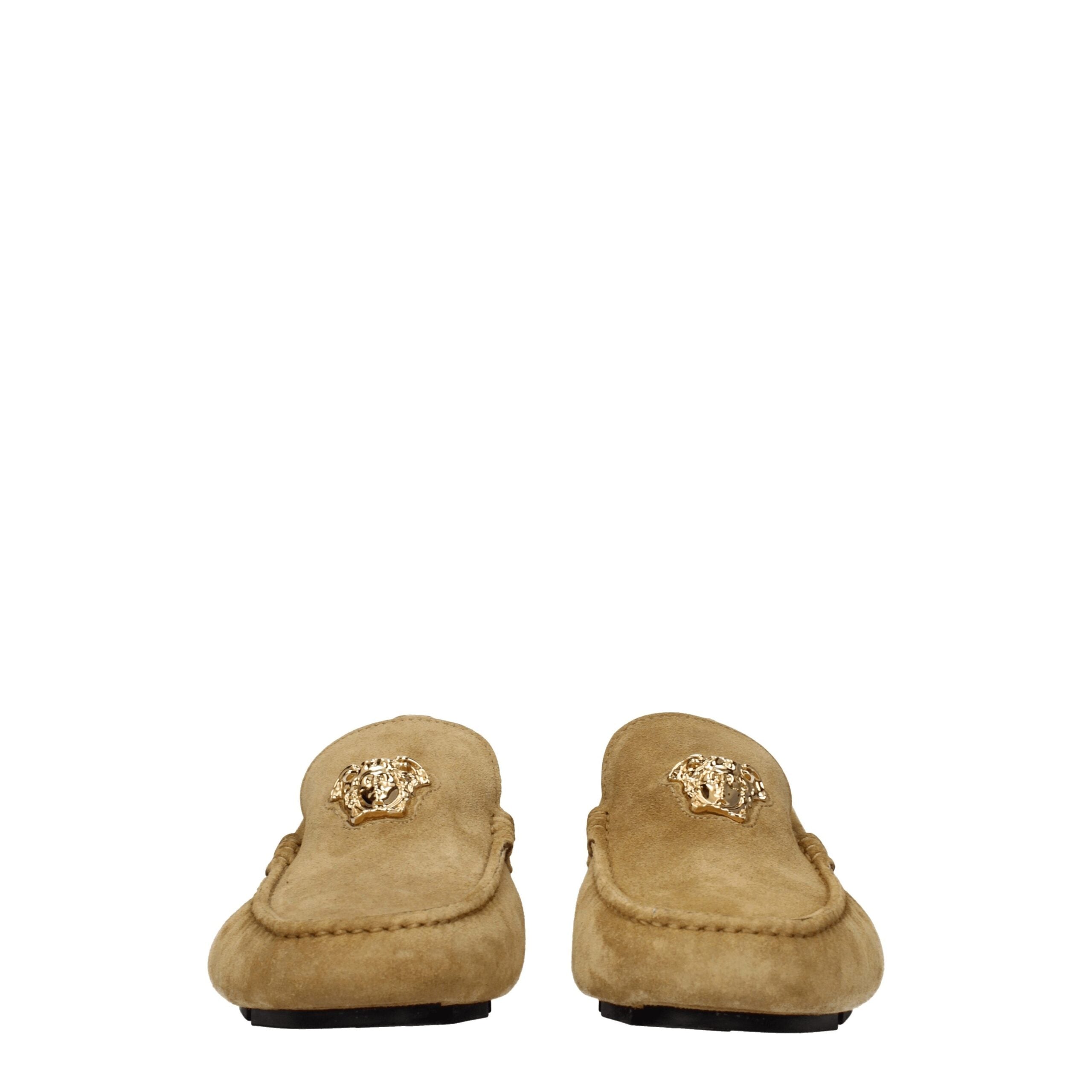 Versace Beige Leather Slip-On Loafers Versace