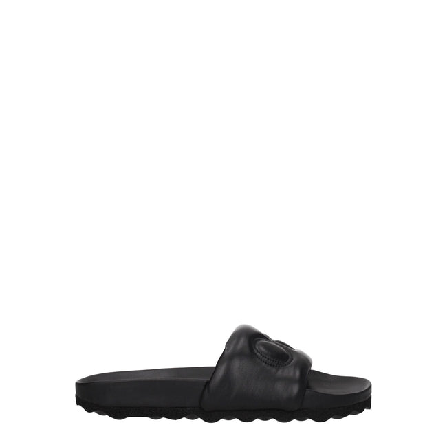 Off-White Black Leather Slippers Sandals Off-White
