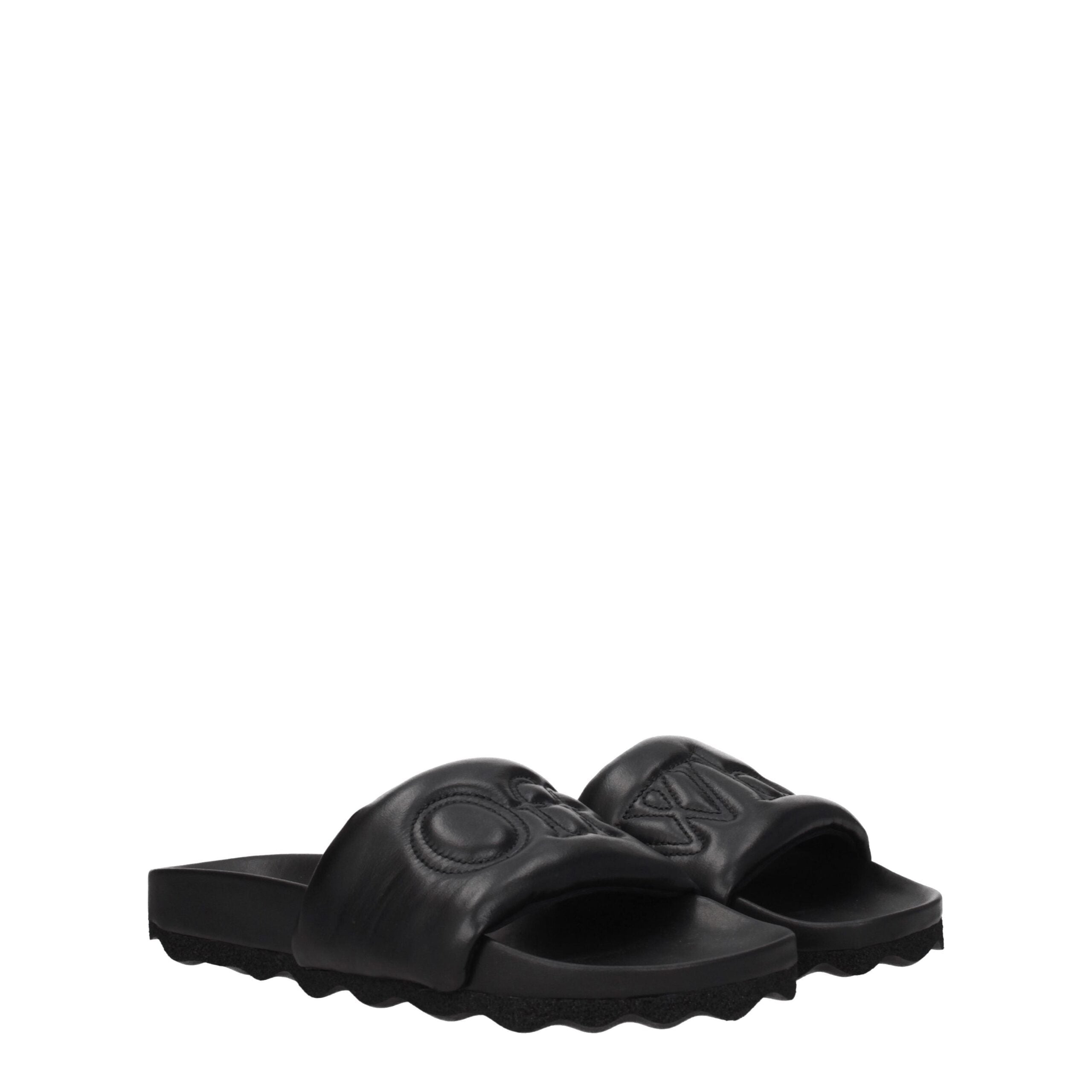 Off-White Black Leather Slippers Sandals Off-White
