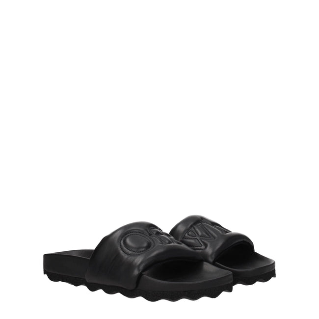 Off-White Black Leather Slippers Sandals Off-White