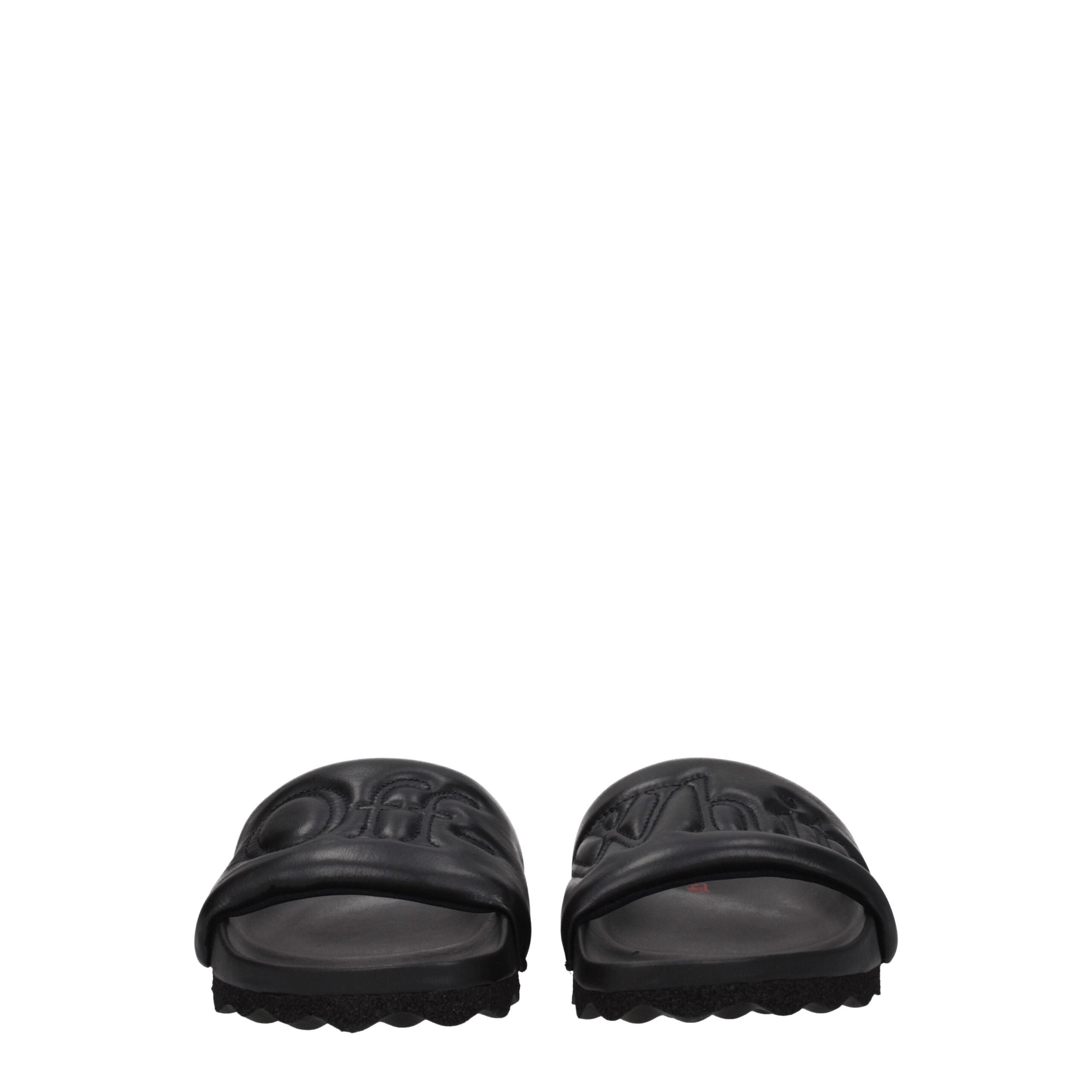 Off-White Black Leather Slippers Sandals Off-White