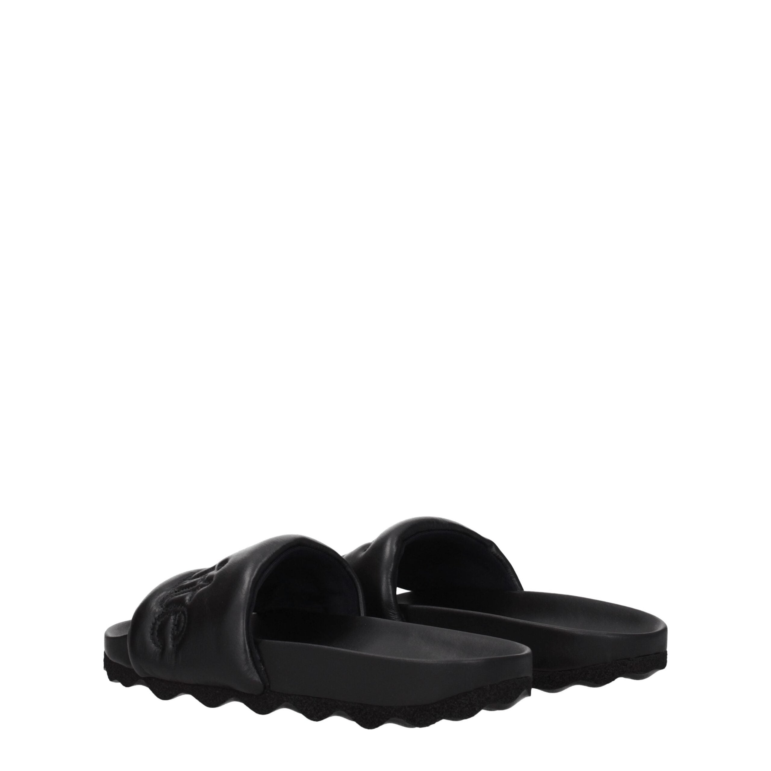 Off-White Black Leather Slippers Sandals Off-White