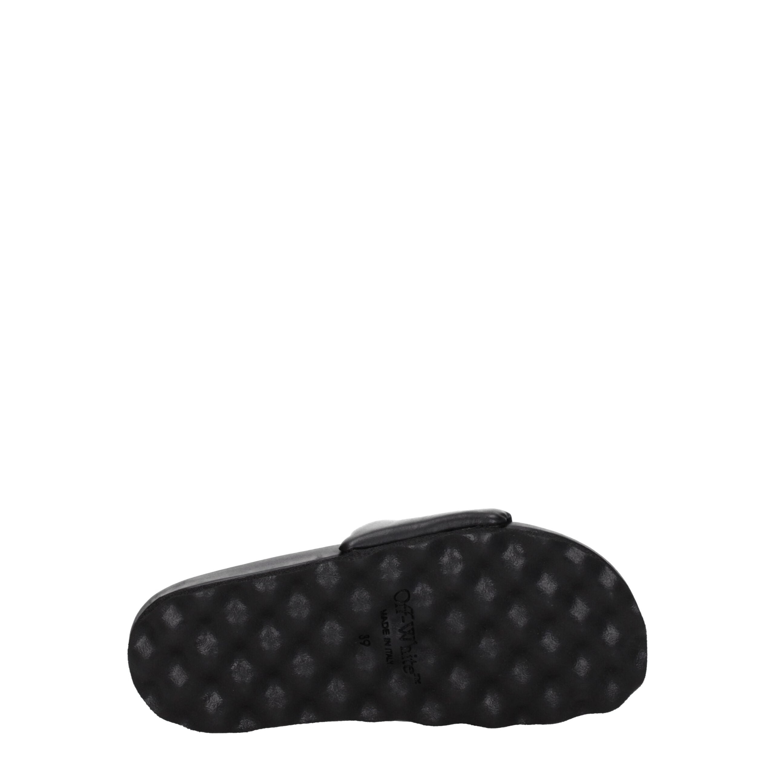 Off-White Black Leather Slippers Sandals Off-White