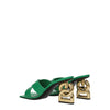 Dolce & Gabbana Green Leather Flat Sandals Dolce & Gabbana