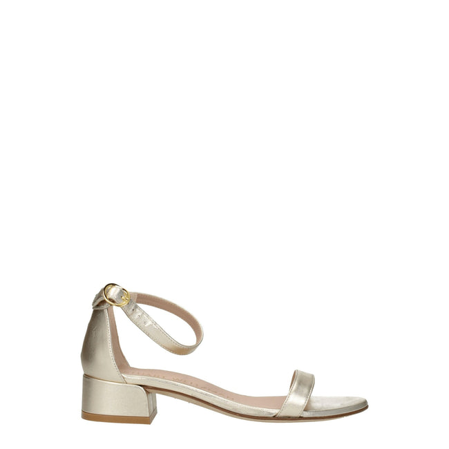 Stuart Weitzman Gold Leather Flat Sandals Stuart Weitzman