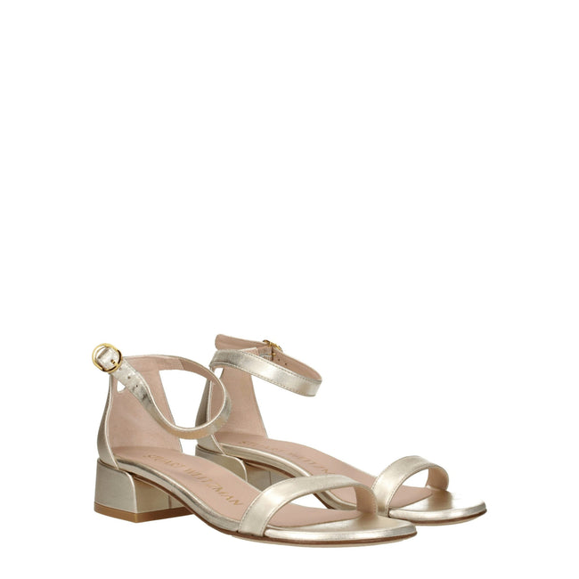 Stuart Weitzman Gold Leather Flat Sandals Stuart Weitzman
