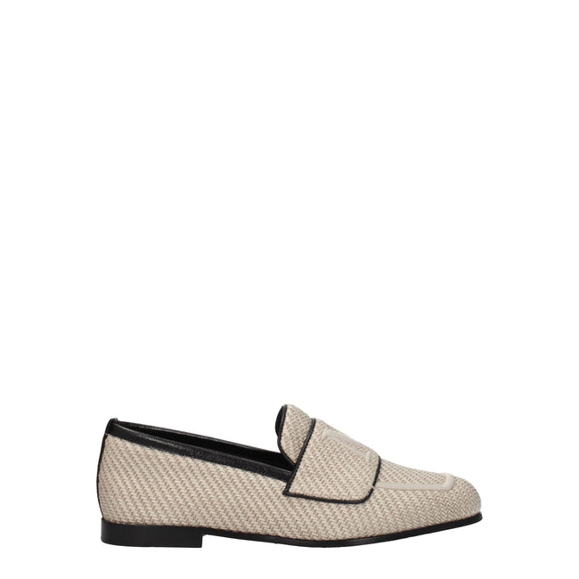 Max Mara Beige Fabric Slip-On Loafers Max Mara