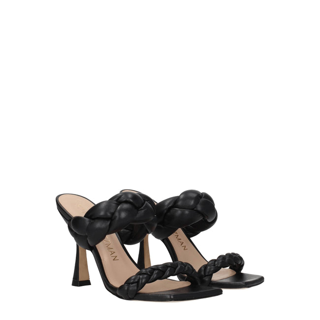 Stuart Weitzman Black Leather Stiletto Heels Sandals Stuart Weitzman