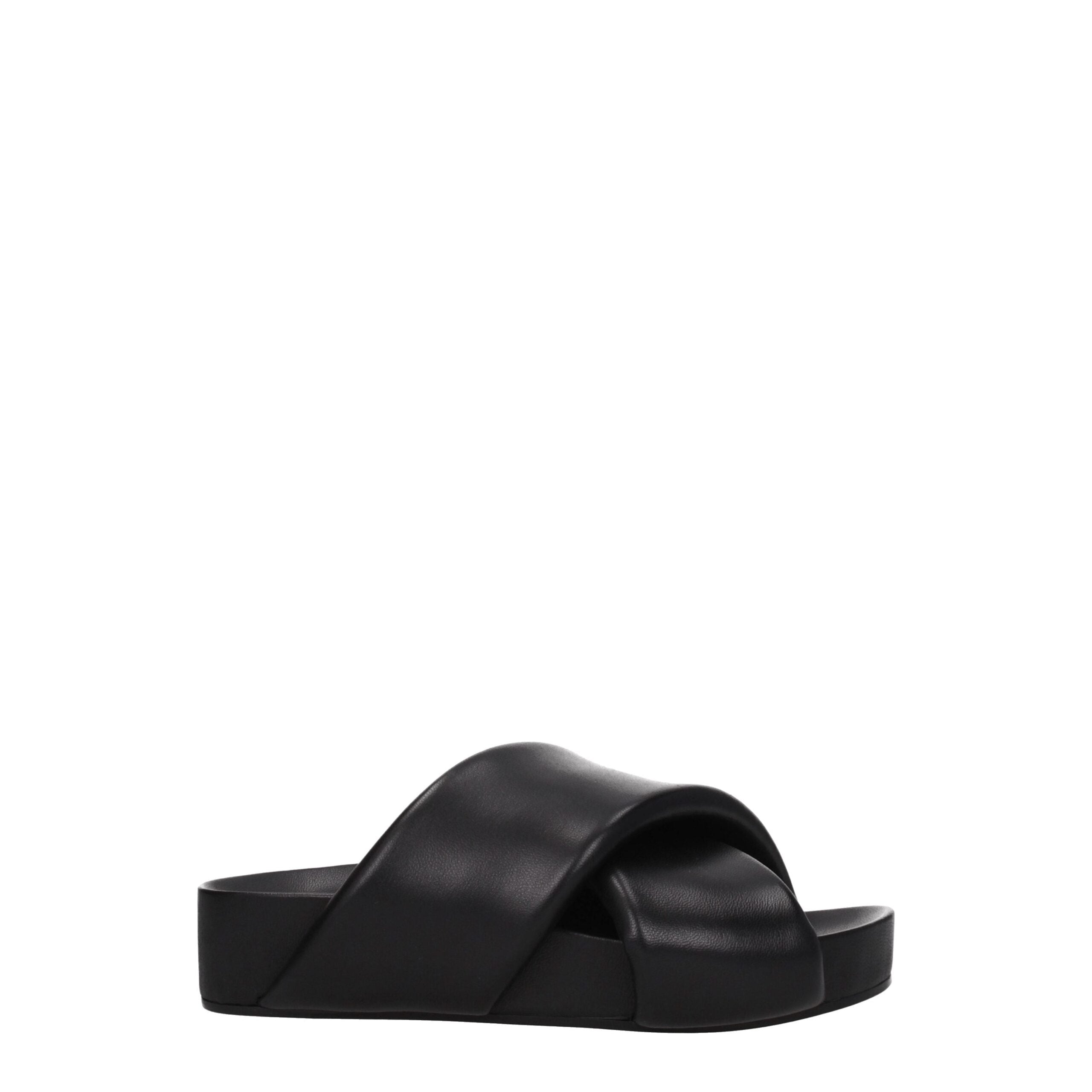 Jil Sander Black Leather Slippers Sandals Jil Sander