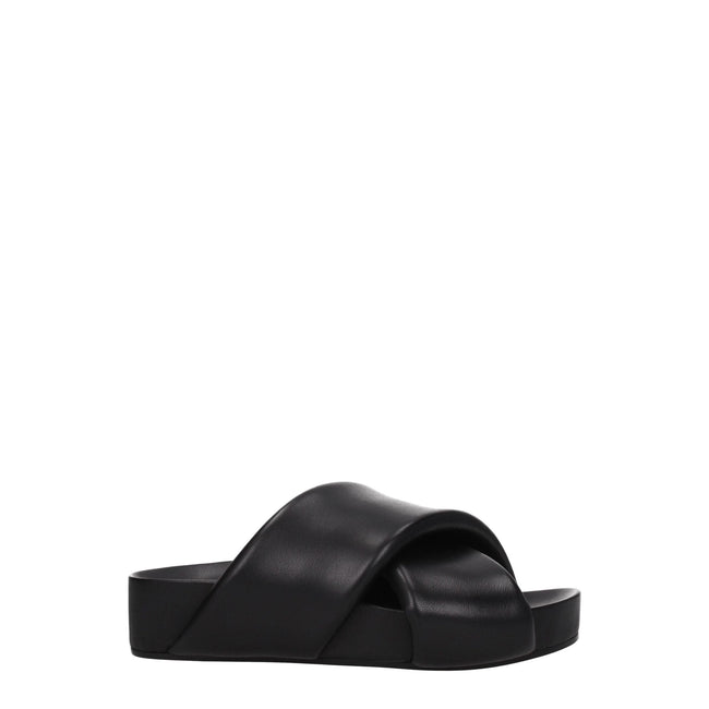 Jil Sander Black Leather Slippers Sandals Jil Sander