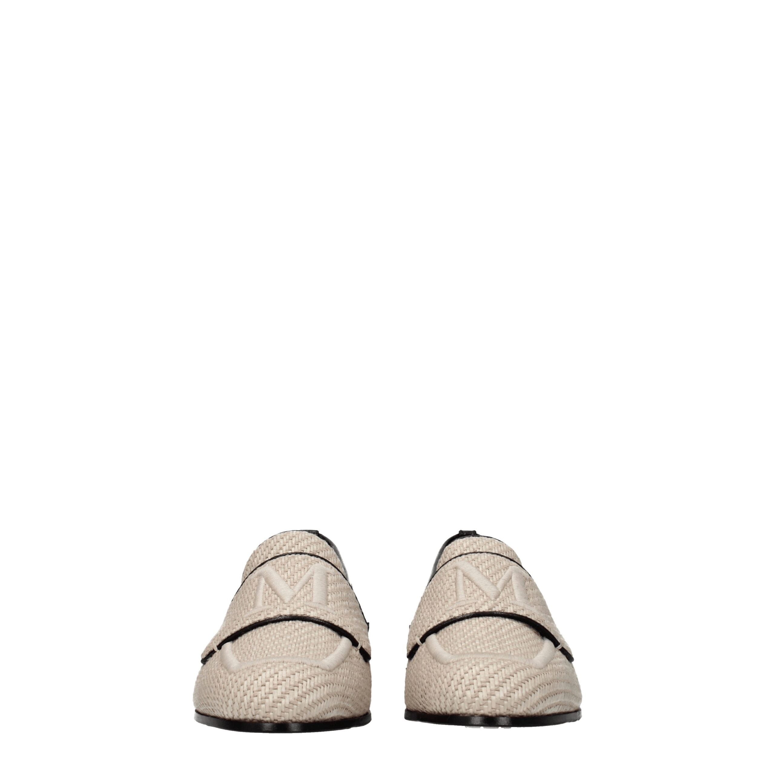 Max Mara Beige Fabric Slip-On Loafers Max Mara