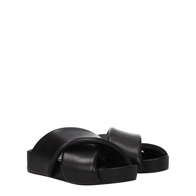 Jil Sander Black Leather Slippers Sandals Jil Sander