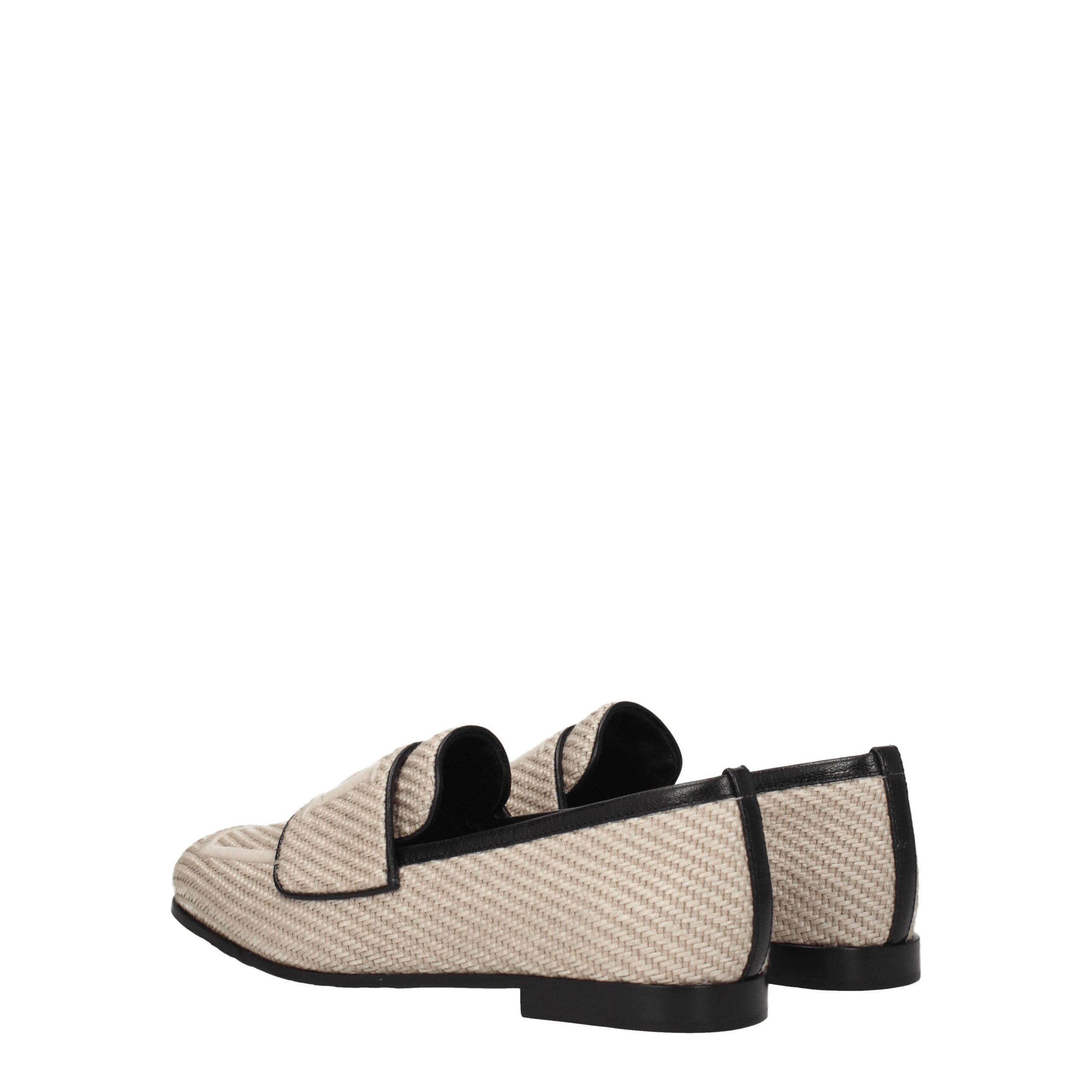 Max Mara Beige Fabric Slip-On Loafers Max Mara
