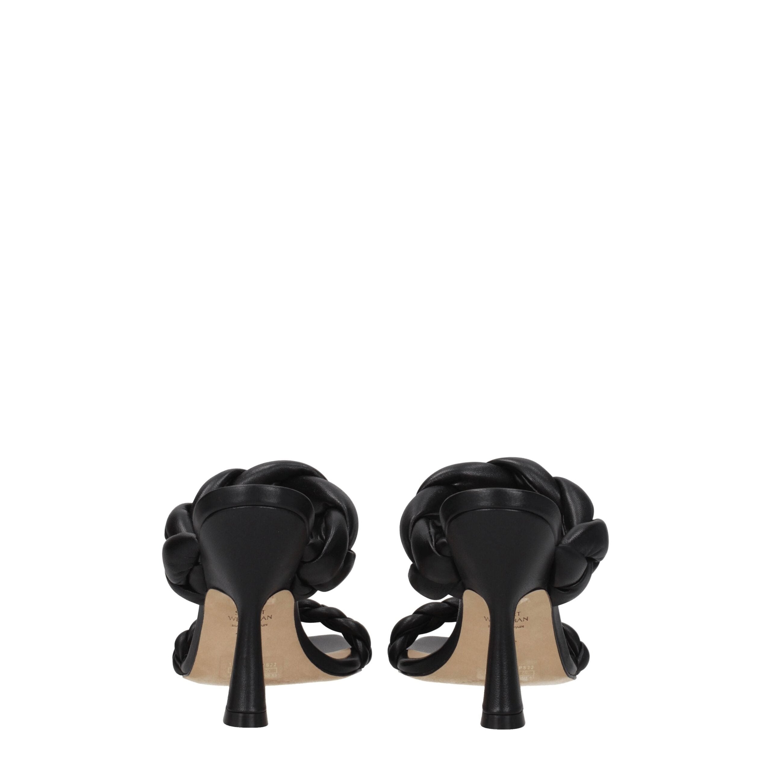 Stuart Weitzman Black Leather Stiletto Heels Sandals Stuart Weitzman