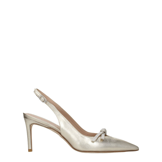 Stuart Weitzman Gold Leather Stiletto Heels Sandals Stuart Weitzman