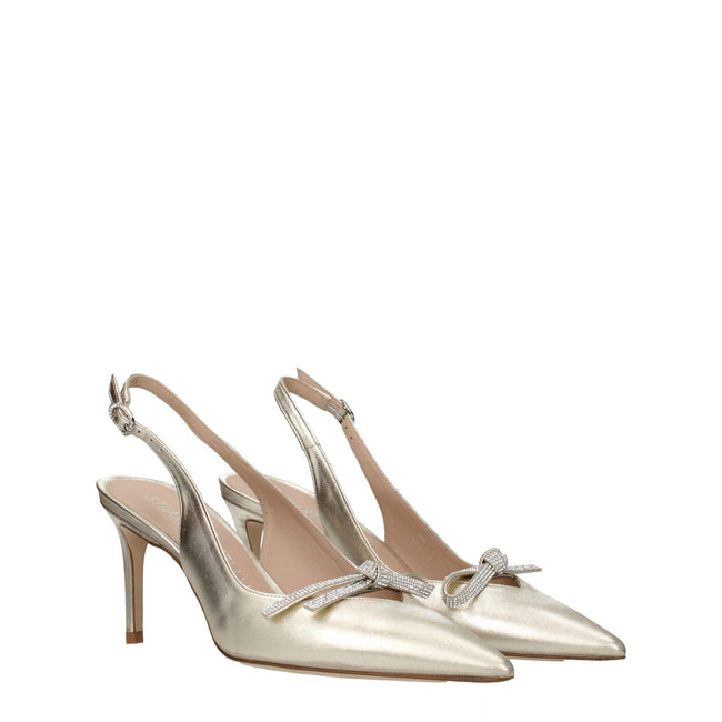 Stuart Weitzman Gold Leather Stiletto Heels Sandals Stuart Weitzman