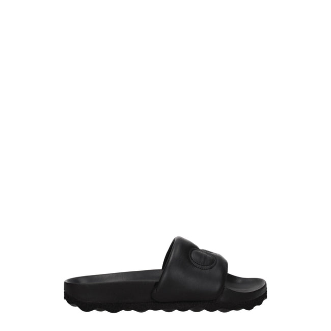 Off-White Black Leather Slippers Sandals Off-White