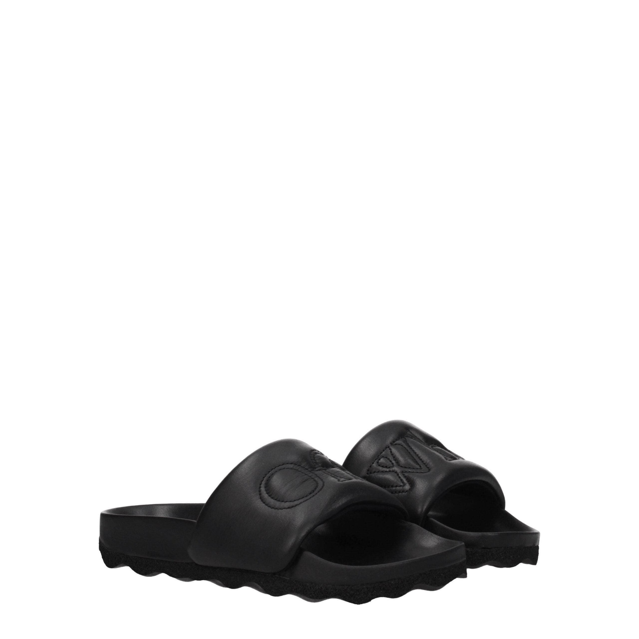 Off-White Black Leather Slippers Sandals Off-White