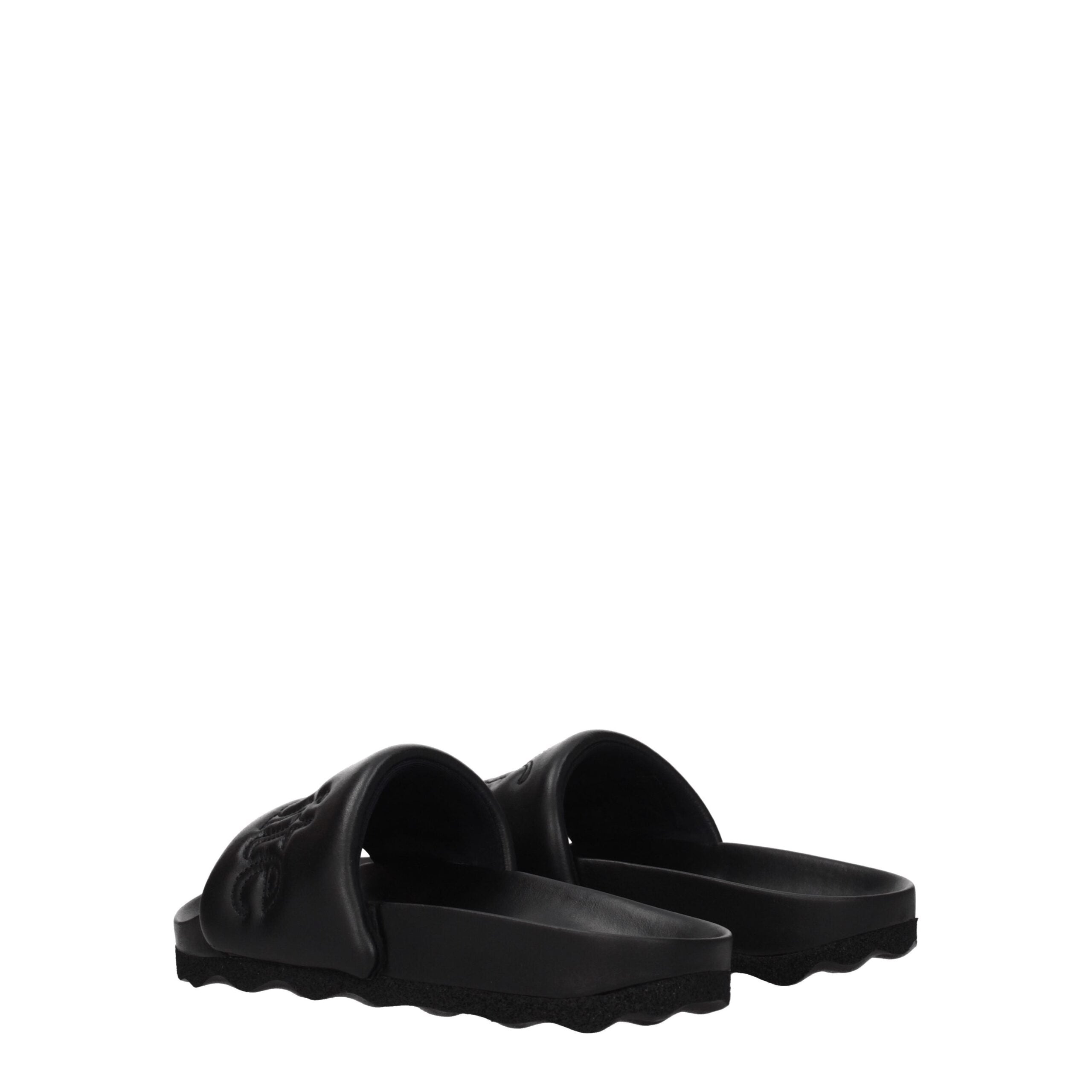 Off-White Black Leather Slippers Sandals Off-White