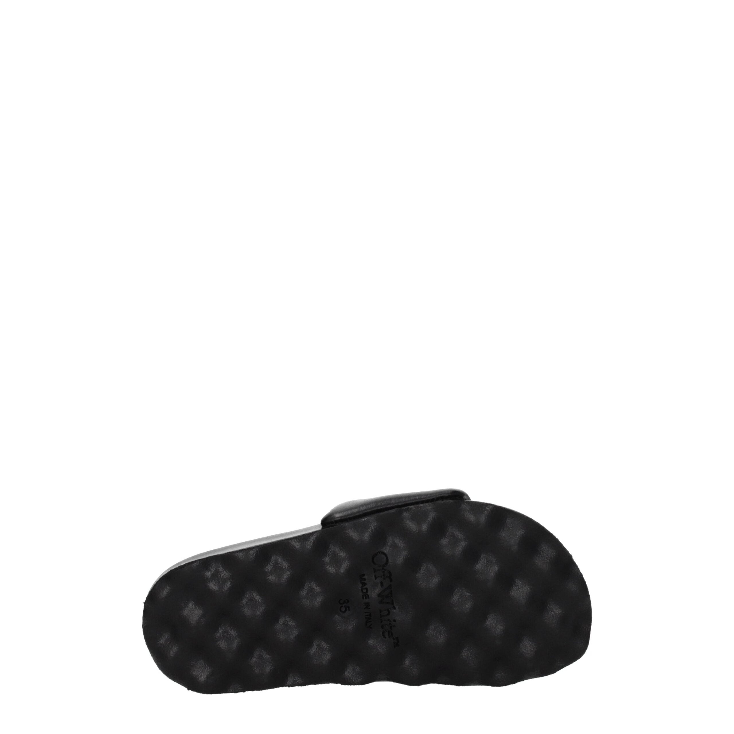 Off-White Black Leather Slippers Sandals Off-White