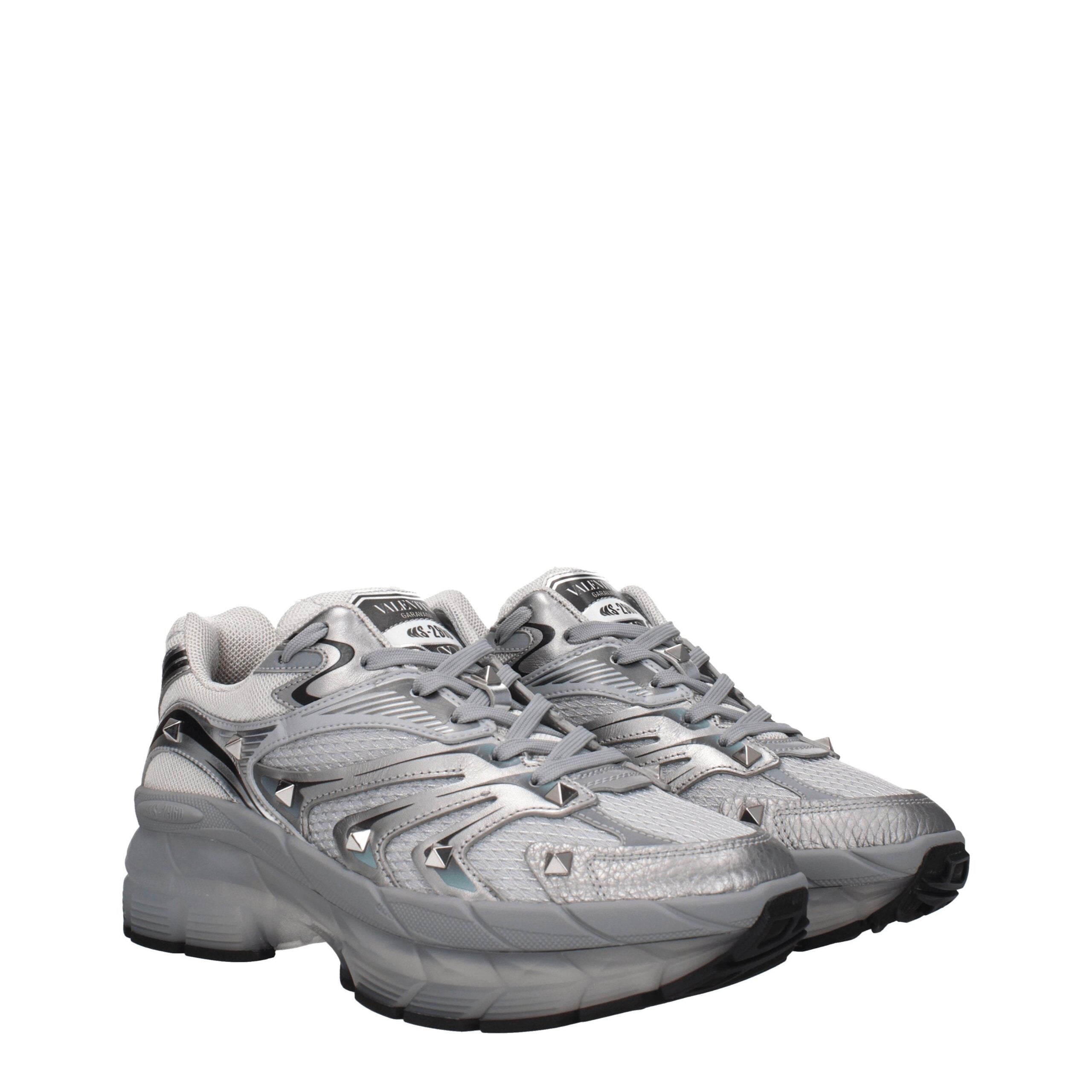 Valentino Garavani Gray Fabric Athletic Sneakers Valentino Garavani