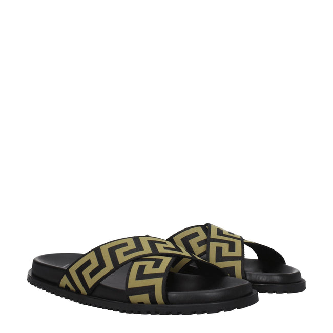 Versace Black Fabric Slippers Sandals Versace