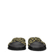 Versace Black Fabric Slippers Sandals Versace