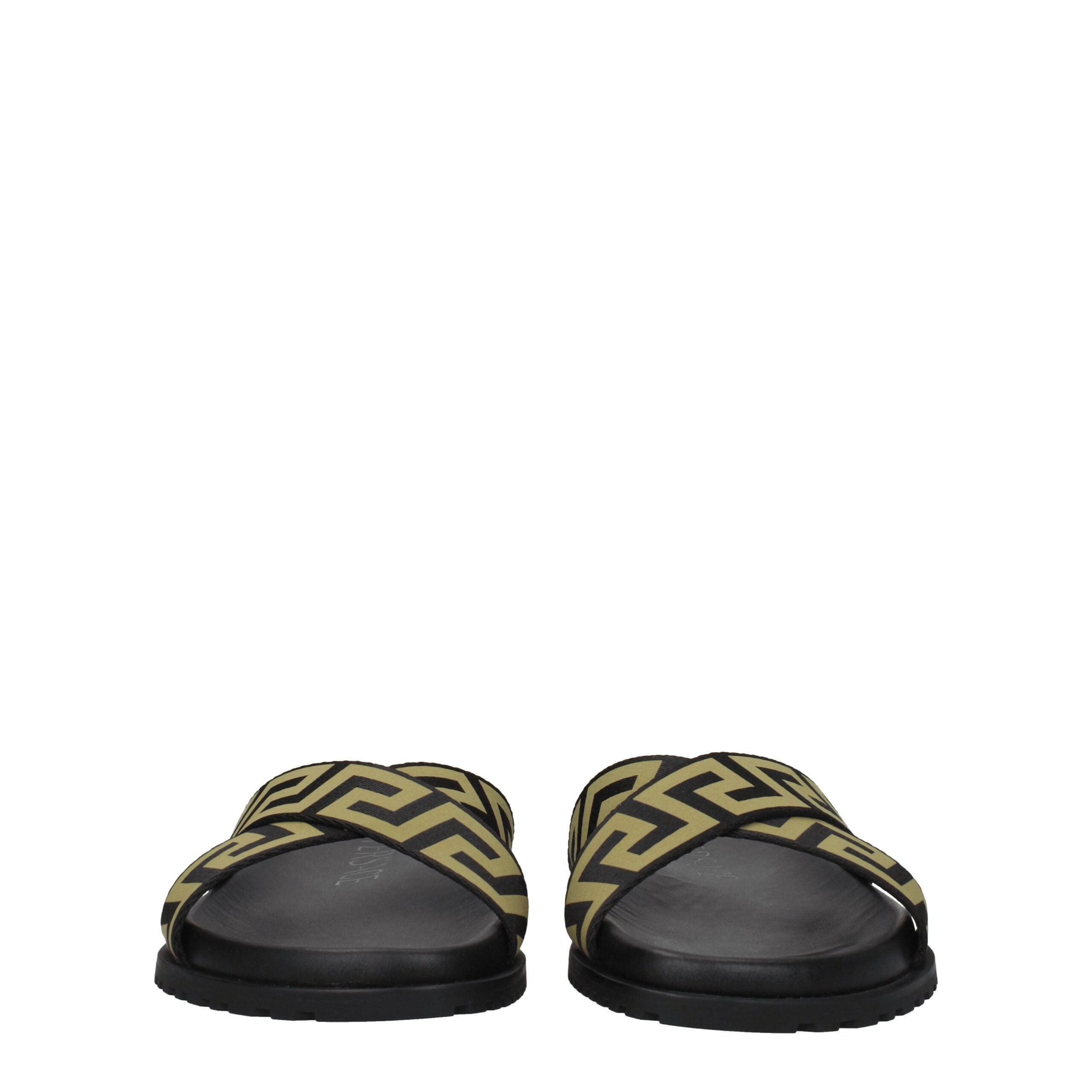 Versace Black Fabric Slippers Sandals Versace