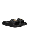 Versace Black Leather Slippers Sandals Versace