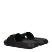 Versace Black Leather Slippers Sandals Versace