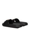 Versace Black Leather Slippers Sandals Versace