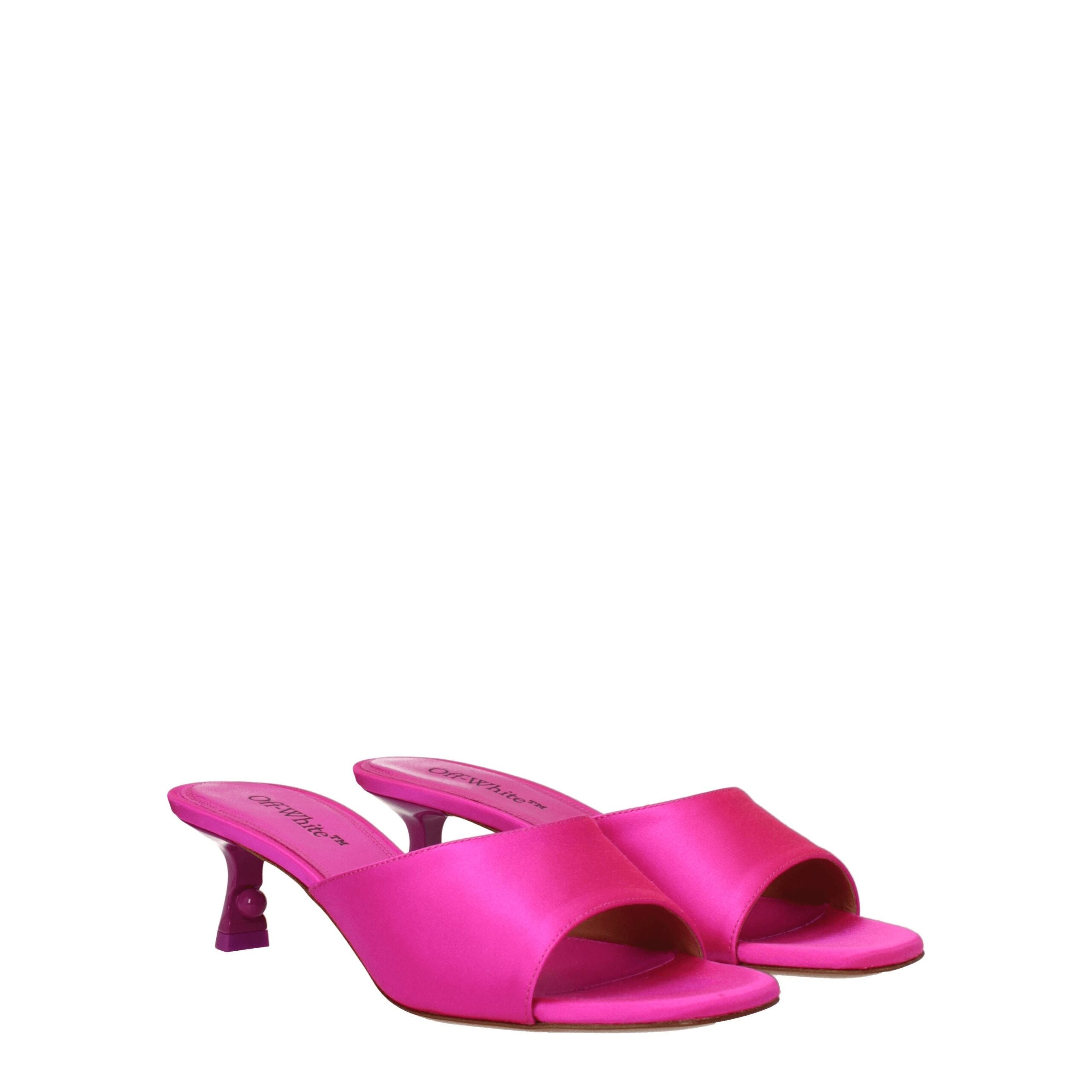 Off-White Pink Satin Stiletto Heels Sandals Off-White