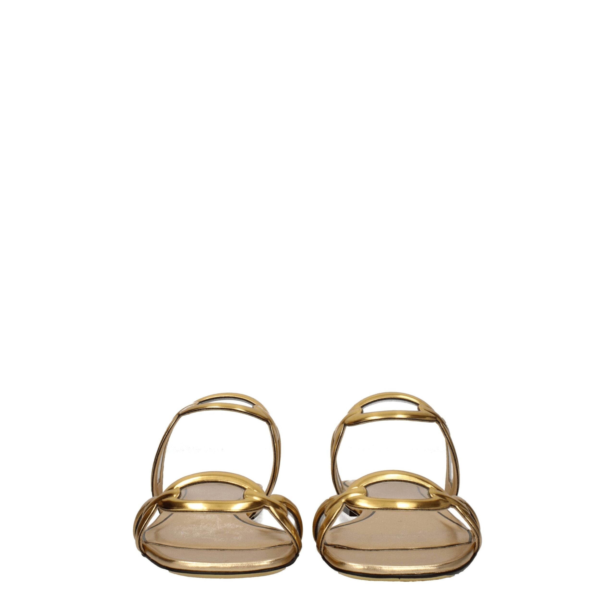 Valentino Garavani Gold Leather Slippers Sandals Valentino Garavani