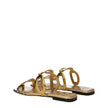 Valentino Garavani Gold Leather Slippers Sandals Valentino Garavani