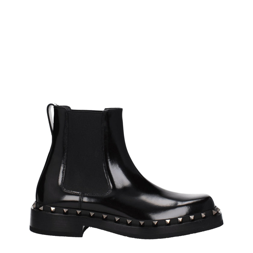 Valentino Garavani Black Leather Ankle Boots Valentino Garavani