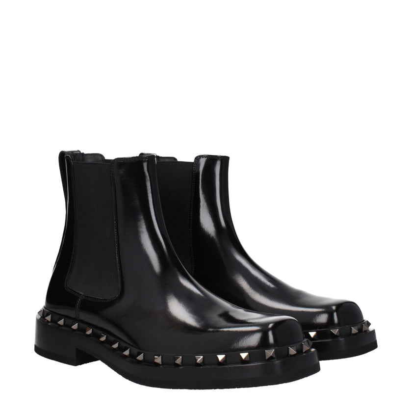 Valentino Garavani Black Leather Ankle Boots Valentino Garavani