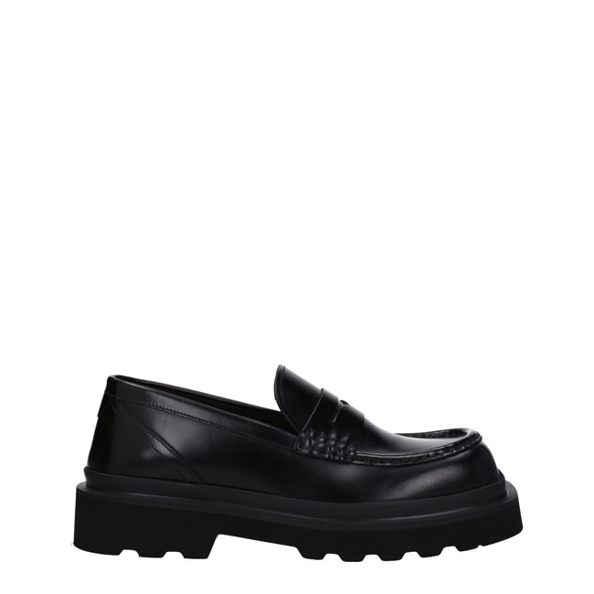 Dolce & Gabbana Black Leather Slip-On Loafers Dolce & Gabbana