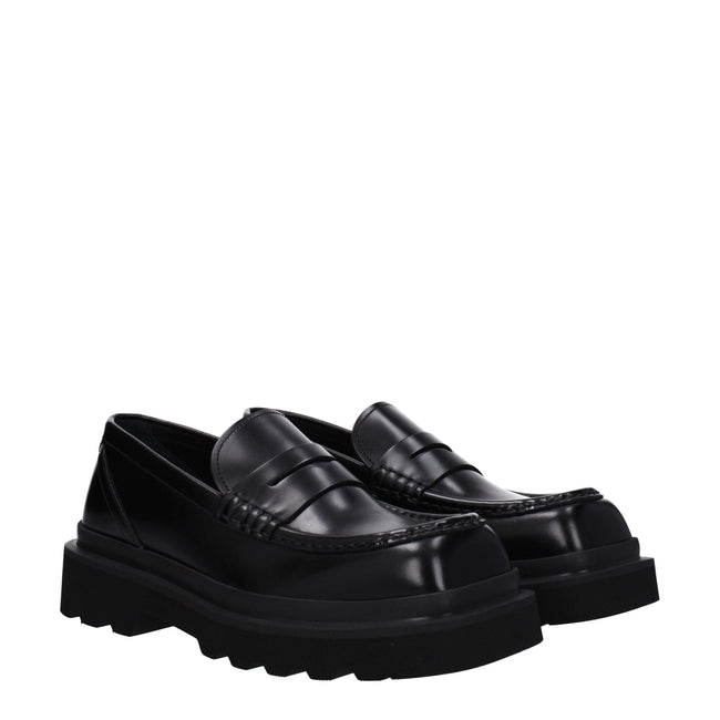 Dolce & Gabbana Black Leather Slip-On Loafers Dolce & Gabbana